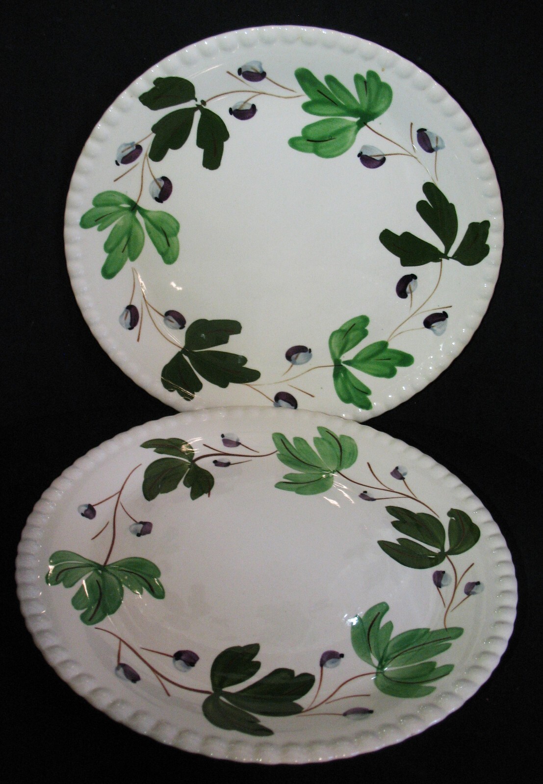 Vtg lot of 2 HandPainted Mountain Ivy Blue Ridge Pottery Lunch Plates disc. 1947