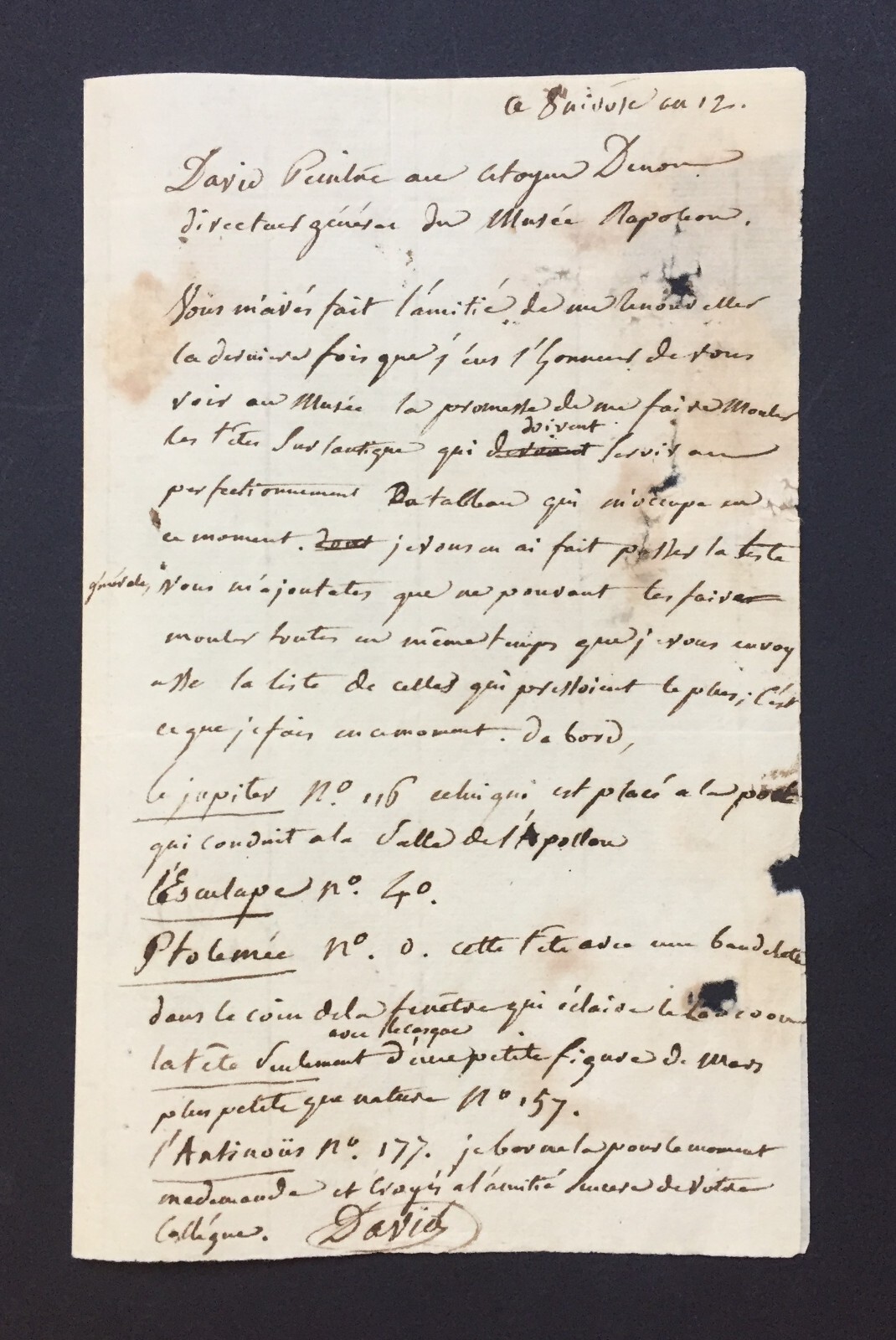 Jacques Louis DAVID - Signed Autograph Letter - Antique Work - 1803