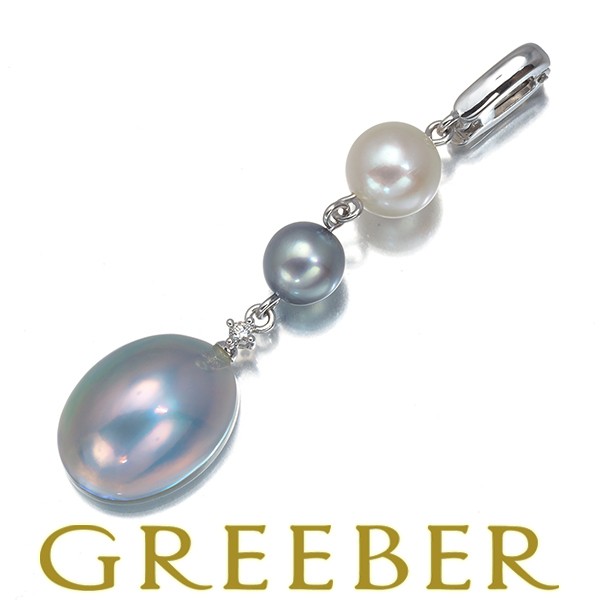 TASAKI Pendant Top Pearl Mabe Pearl Diamond 0.01ct K18WG BLJ TASAKI Pendant Top Pearl Mabe Pearl Diamond 0.01ct K18WG BLJ