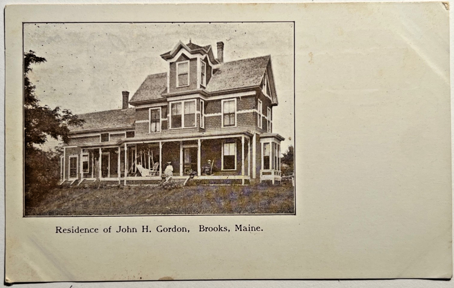 Brooks Maine JOHN H. GORDON Residence 1904 UDB Postcard Waldo Co. History H2