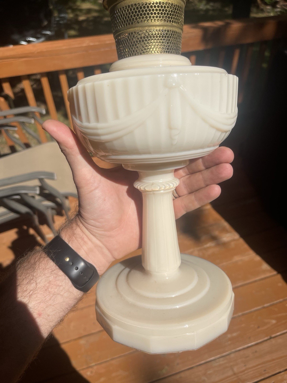 Aladdin Model B Tan Alacite Kerosene Lamp 13 1/2\