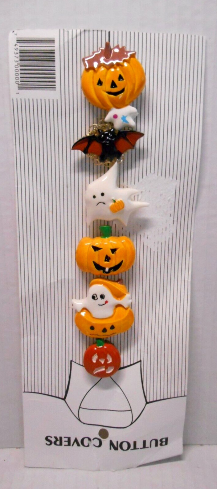 6 Vintage Resin Button Covers Fall HALLOWEEN Ghosts Bats Jack-O-Lanterns JOL