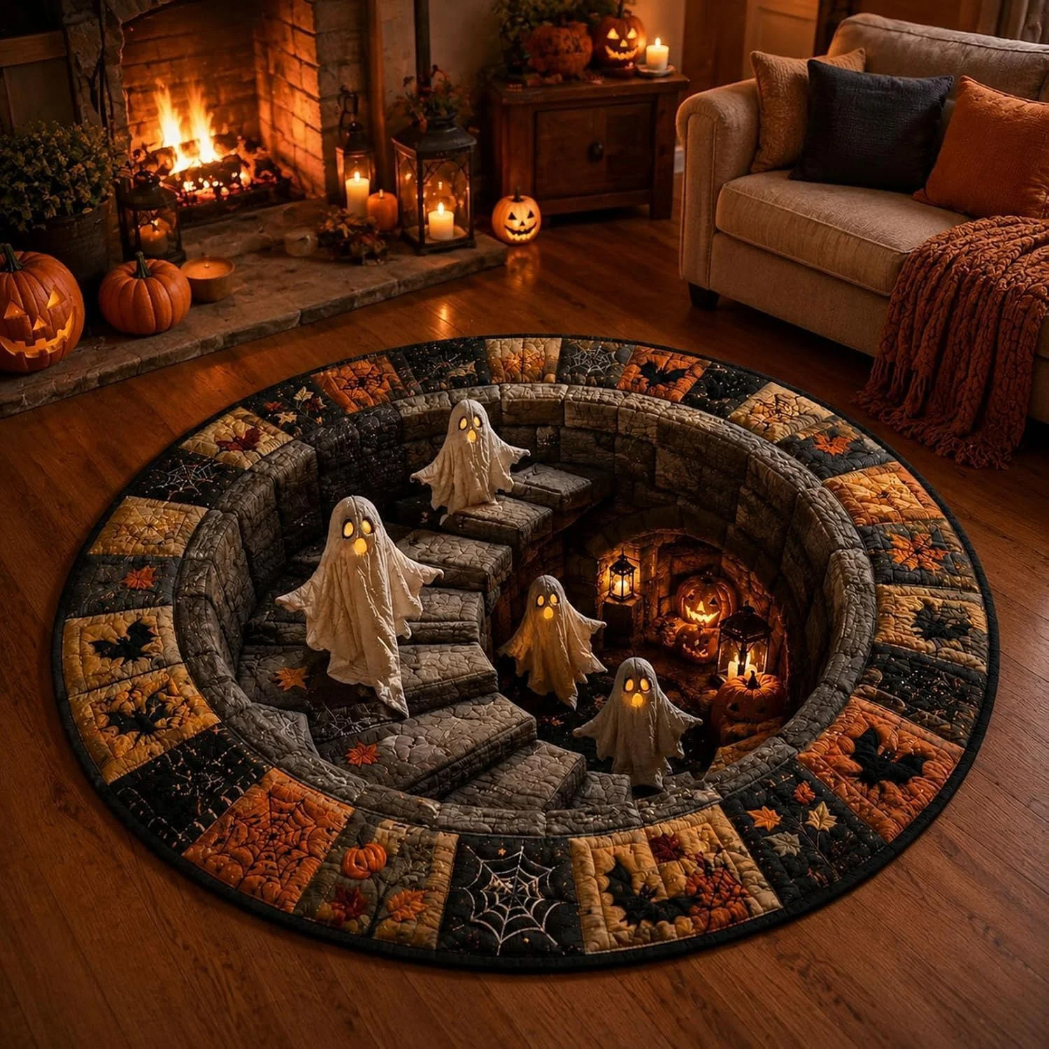 3D Halloween Rug, Ghost Carpet 2, Novelty Ghost Skeleton, 24 inches
