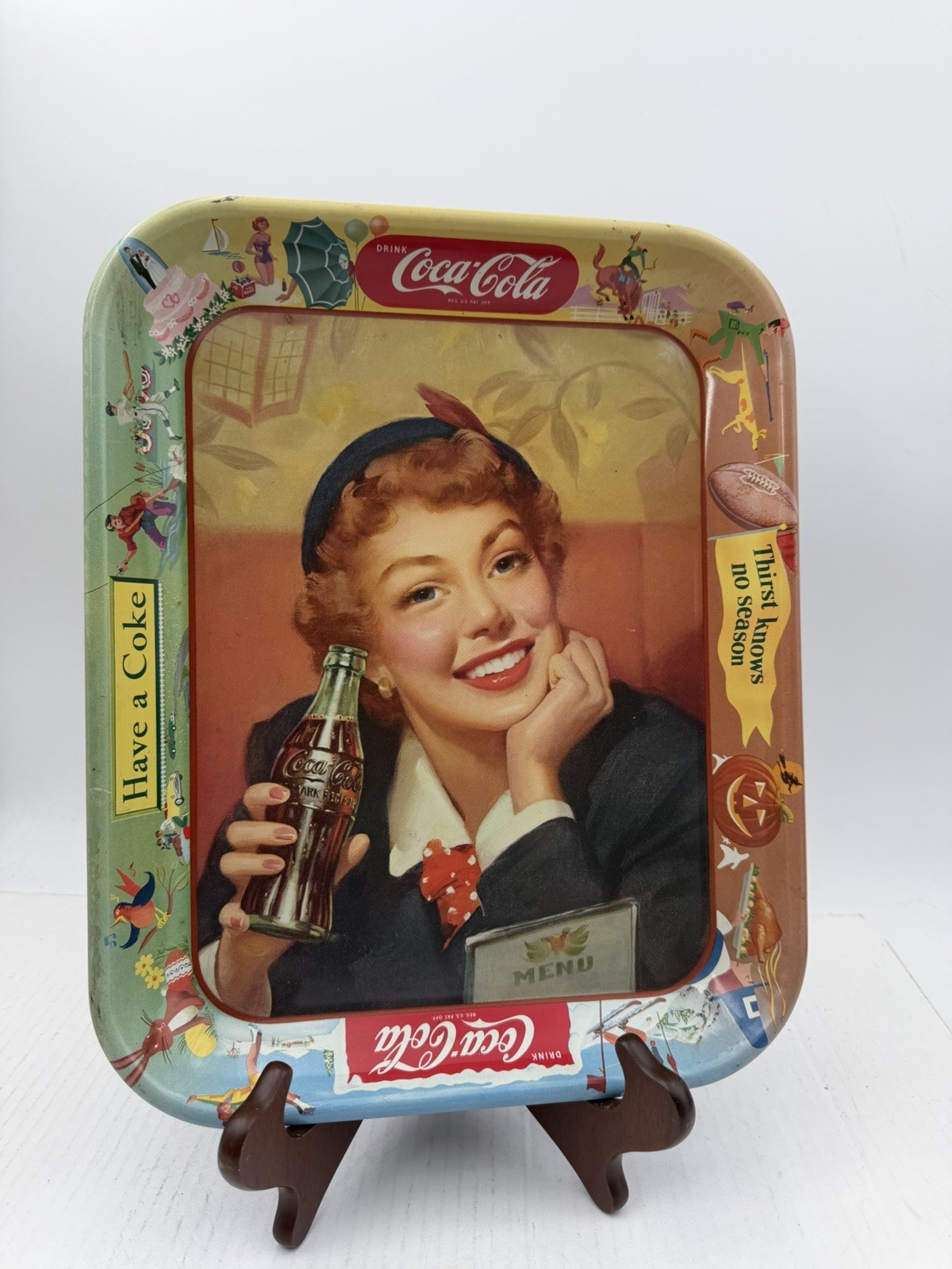 Vintage 1950s COCA COLA “HAVE A COKE” Serving Tray (Made In USA Not China) T7D Vintage 1950s COCA COLA “HAVE A COKE” Serving Tray (Made In USA Not China) T7D