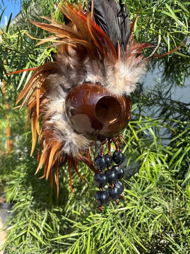 Premium Medium Kamani Ikaika Brown Hawaiian Warrior Helmet Home Decor Hanging