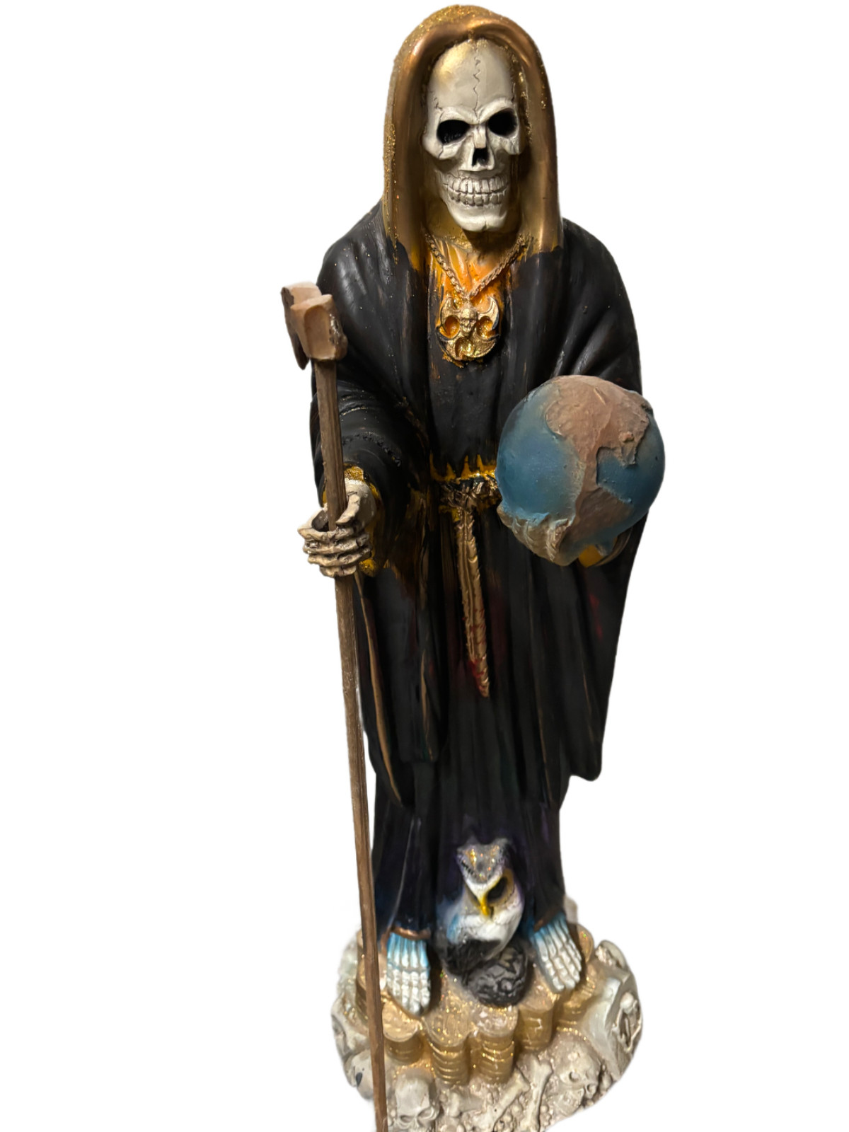 Holy Death Statue. Black with Gold. Large /Almost 3 ft tall Holy Death Statue. Black with Gold. Large /Almost 3 ft tall