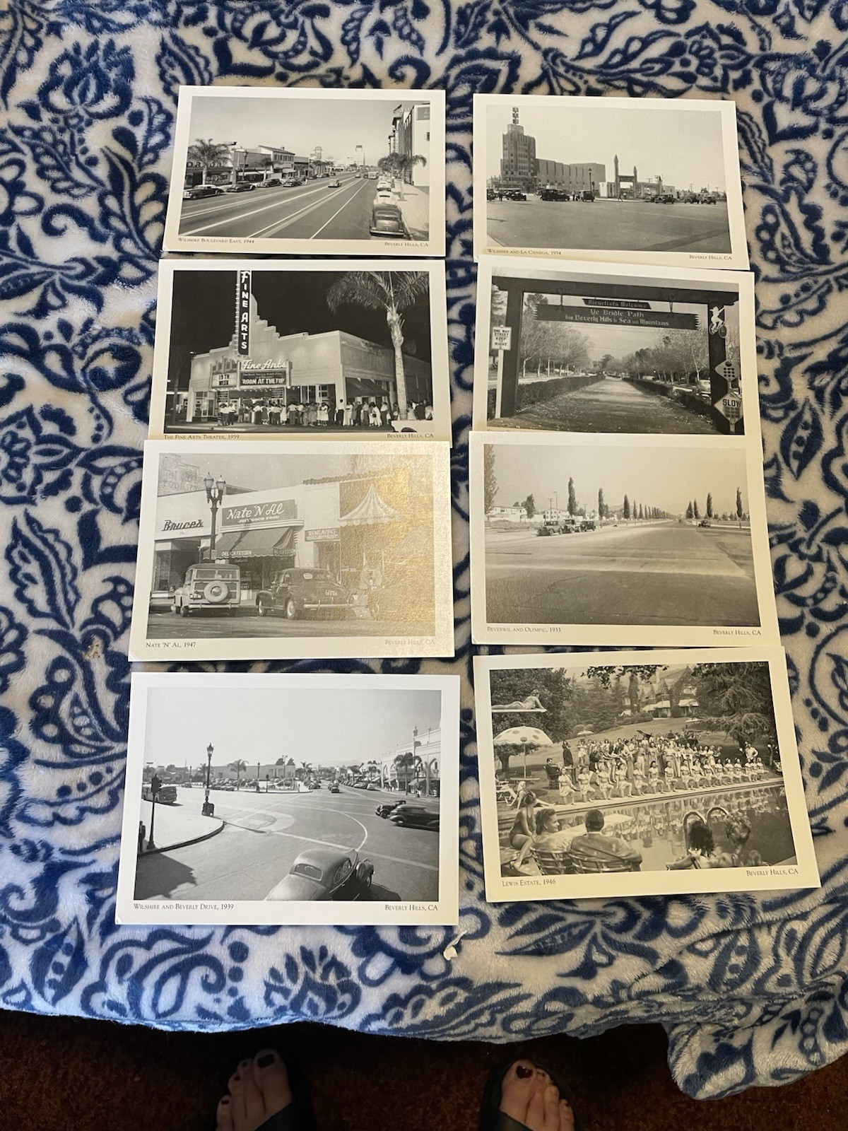 Postcards Of Beverly Hills, California 1933 To 1959 Eight Postcards