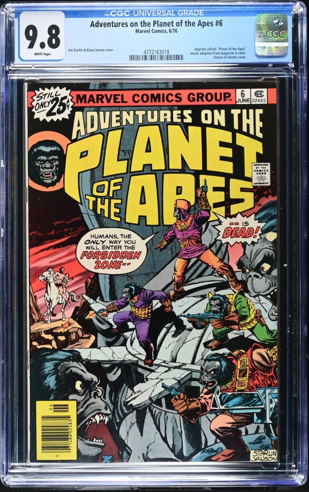 CGC 9.8 Adventures on the Planet of the Apes 6 Statue Liberty Art RARE 13 Copies