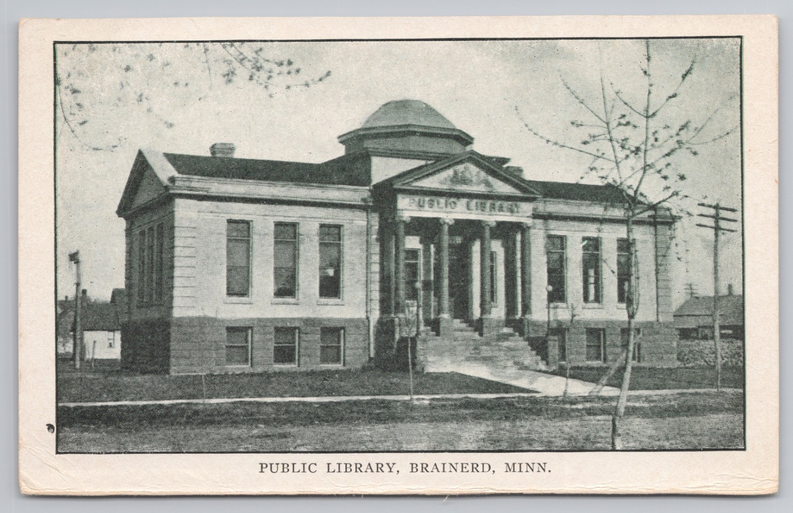 Public Library in Brainerd Minnesota c1907 Postcard