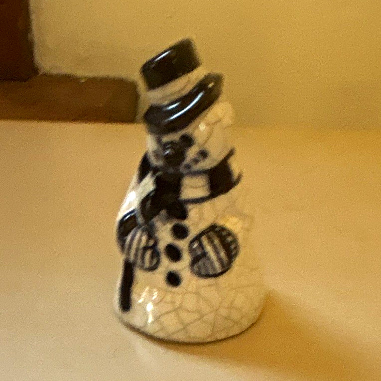 The Potting  Shed Snowman Figurine White/Blue  Crackle Finish