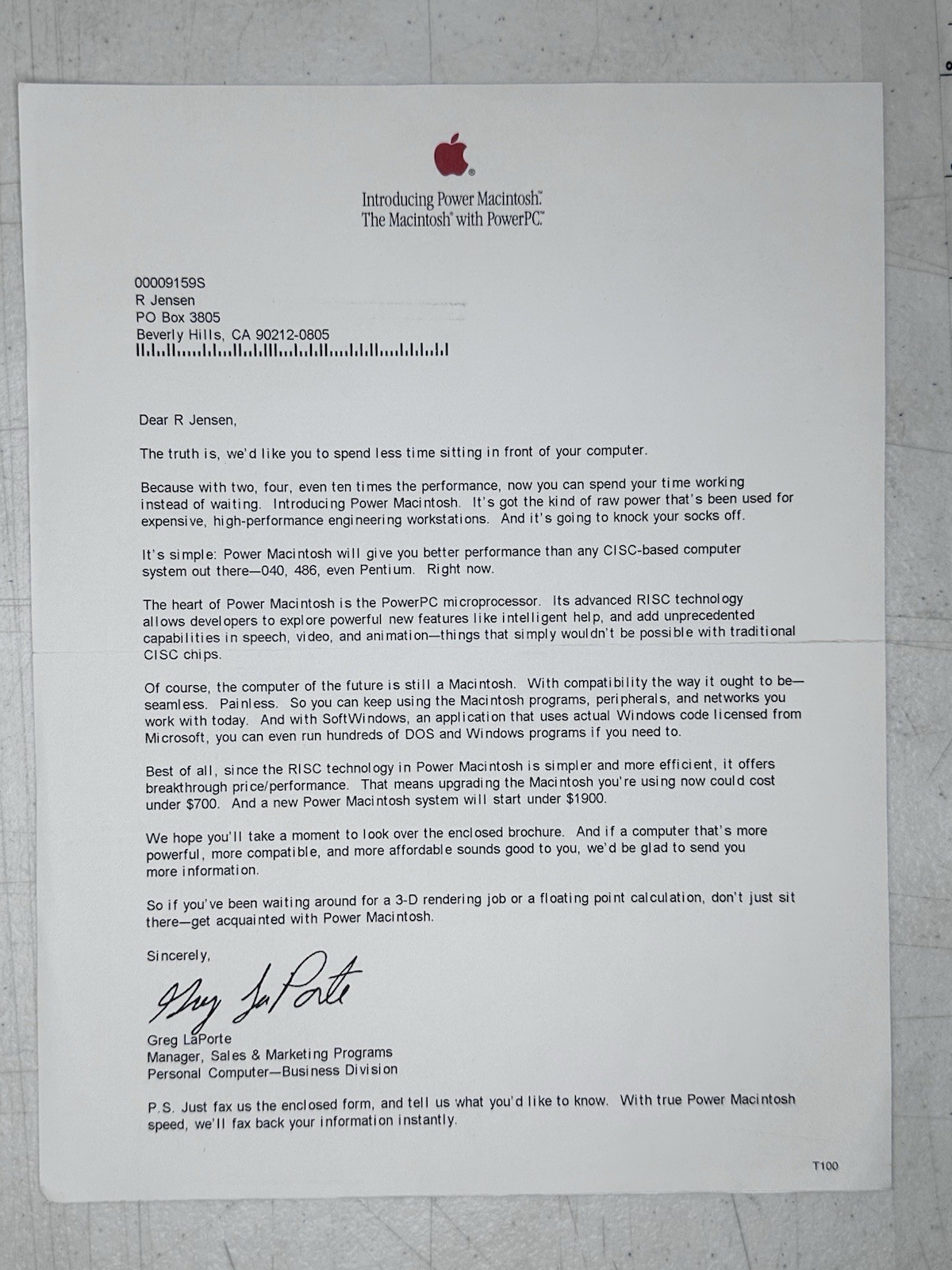 1994 Apple Power Macintosh Sales Letter PowerPC Launch Mailer Vintage Mac Epheme