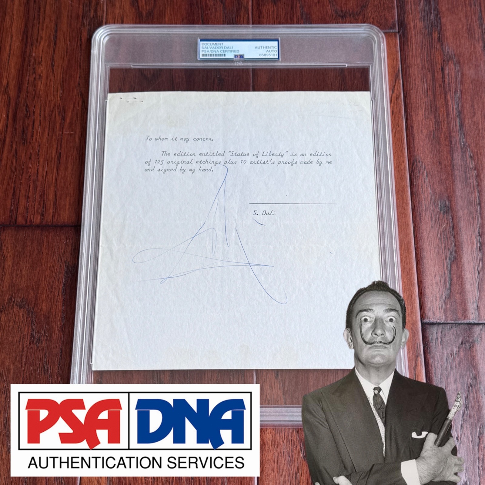 SALVADOR DALI Autograph STATUE OF LIBERTY Artwork C.O.A. Signed * PSA