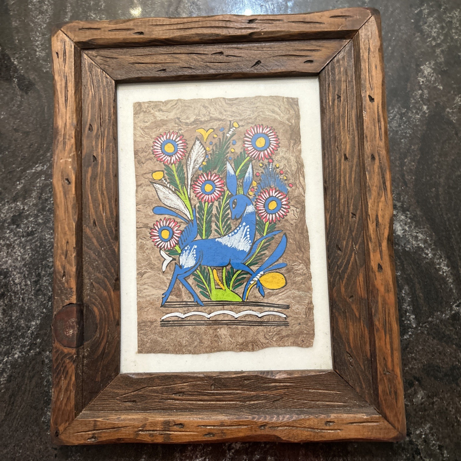 Vintage Amate Bark Painting  MEXICAN FOLK ART  14.5x11.5\