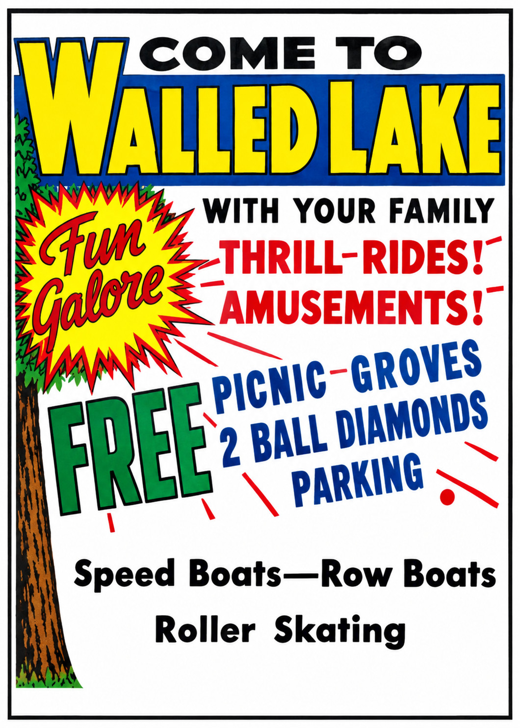 Vintage Walled Lake Amusement Park Ad Magnet – Walled Lake, Michigan