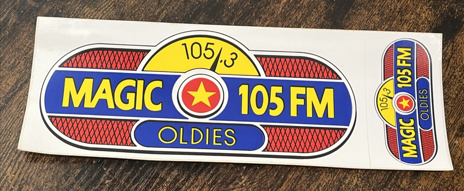 Vintage 1980\'s Magic 105 FM San Antonio TX Radio Station Decal Sticker 9\'\'x3\'\'
