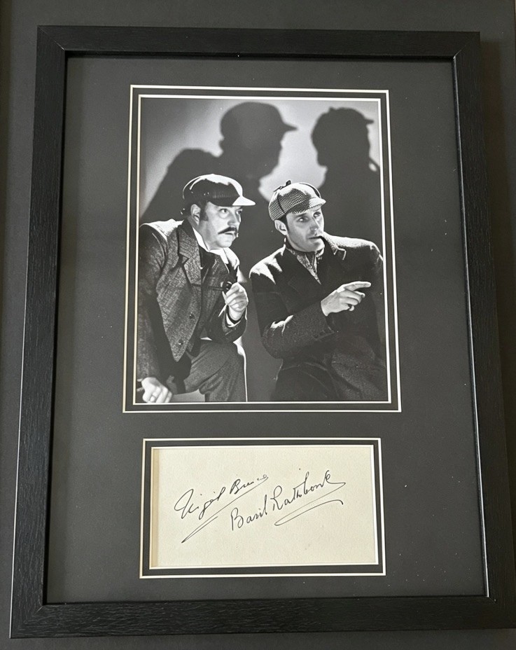 Sherlock Holmes  - 16 x 12 display Framed Photo with pre printed signatures. 