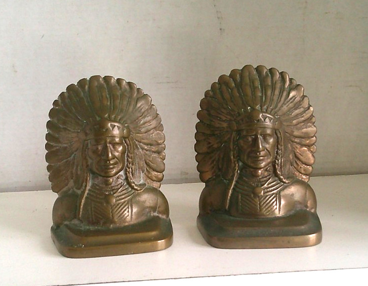 Vintage solid Brass Indian Chief Bookends Vintage solid Brass Indian Chief Bookends