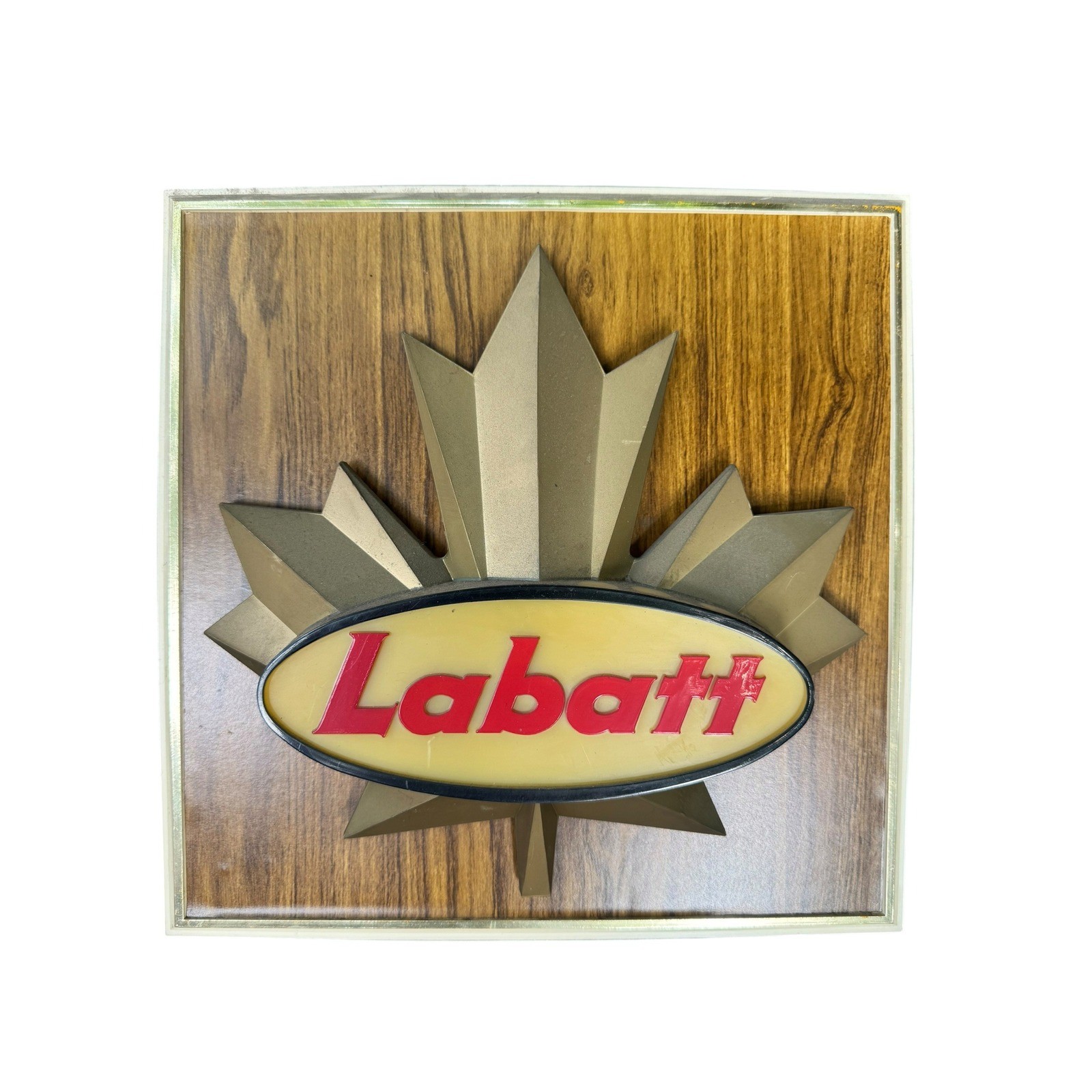Vtg Labatt Beer 3D Plastic Lighted Bar Sign Maple Leaf Starburst Made Canada 12