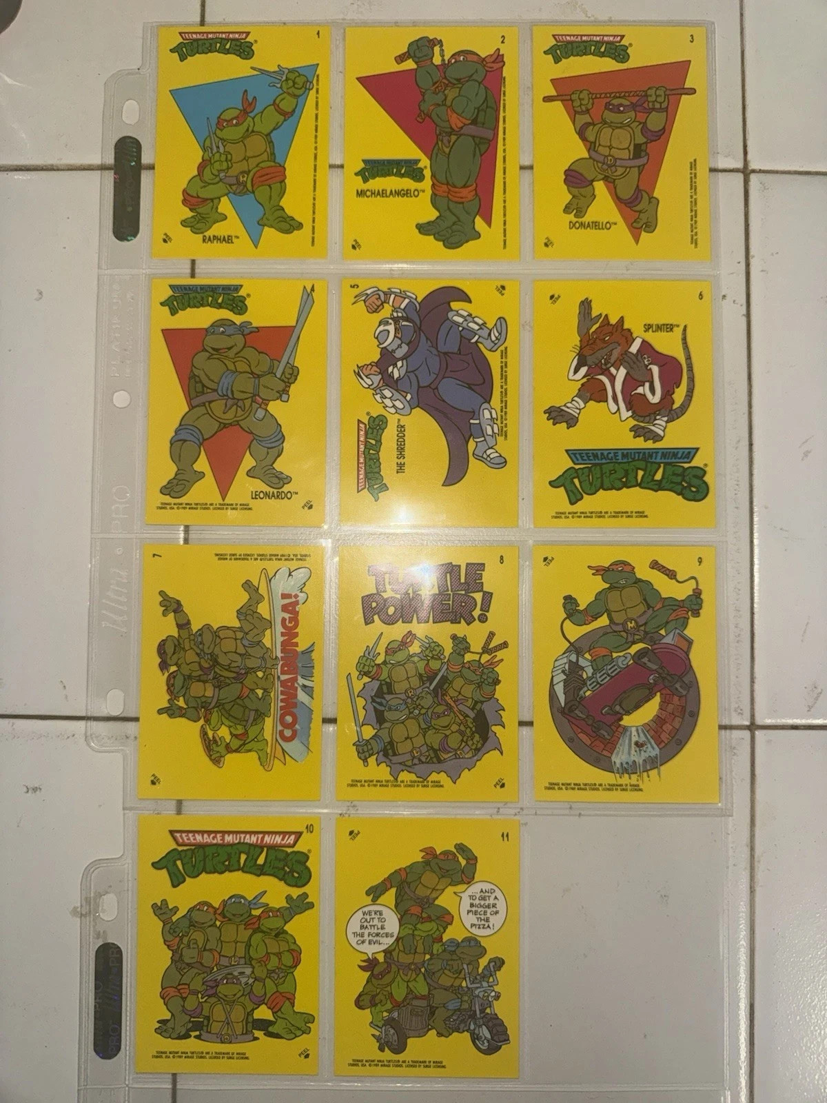 Teenage Mutant Ninja Turtles 1989 Topps Complete 11 Card Sticker Set Pack Fresh