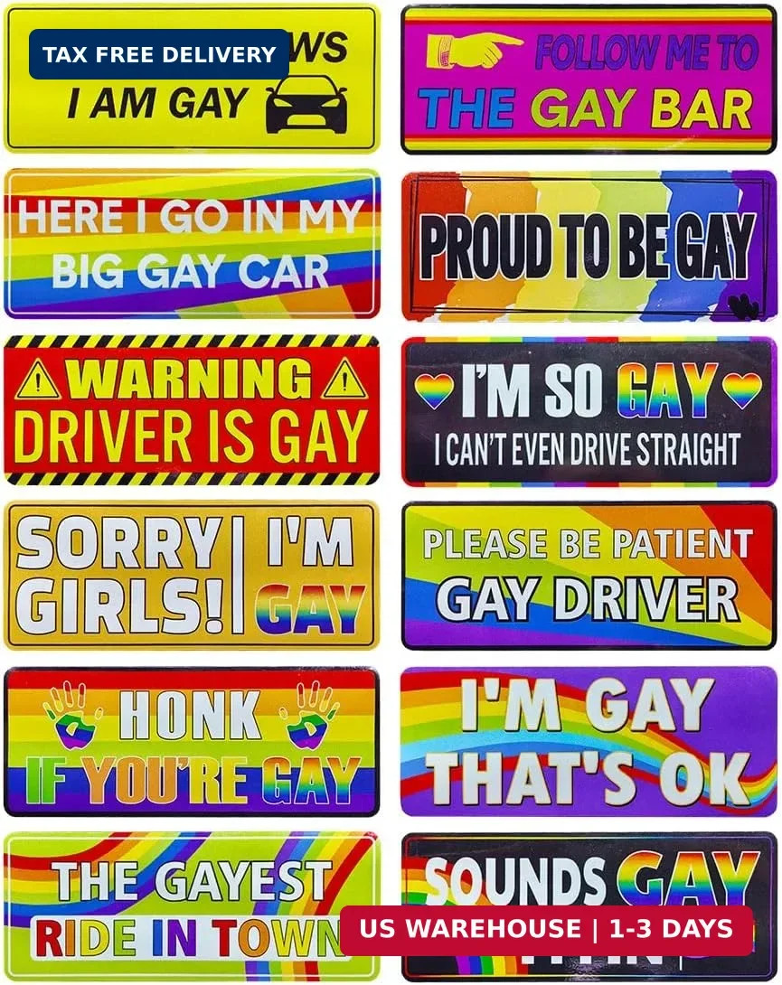 12PCS Gay Pride Funny Car Magnets, LGBT Rainbow Prank Magnetic Bumper Sticker, R 12PCS Gay Pride Funny Car Magnets, LGBT Rainbow Prank Magnetic Bumper Sticker, R