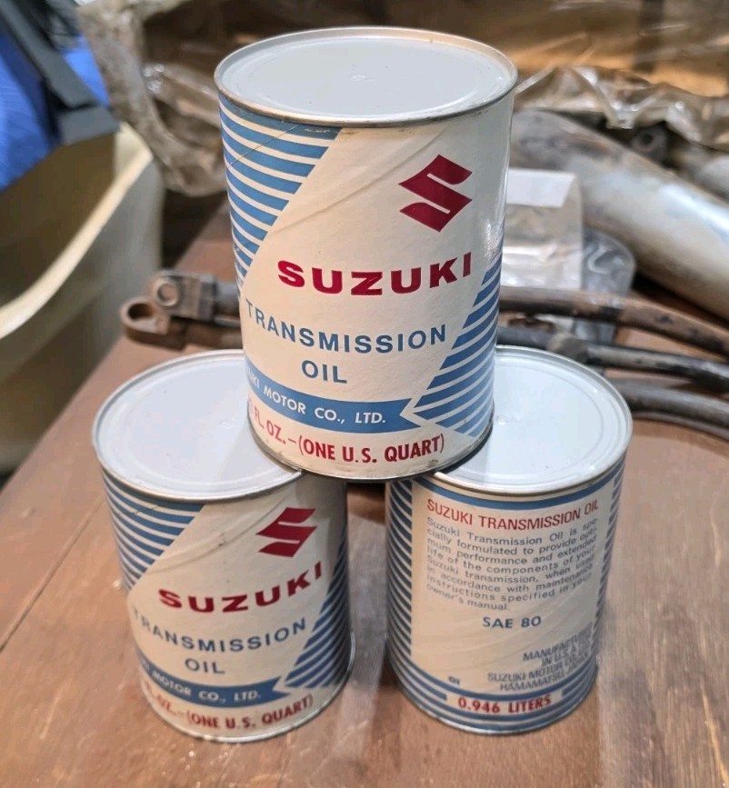 Vintage Suzuki Motor Co motorcycle rotary car transmission oil can One Qt Quart