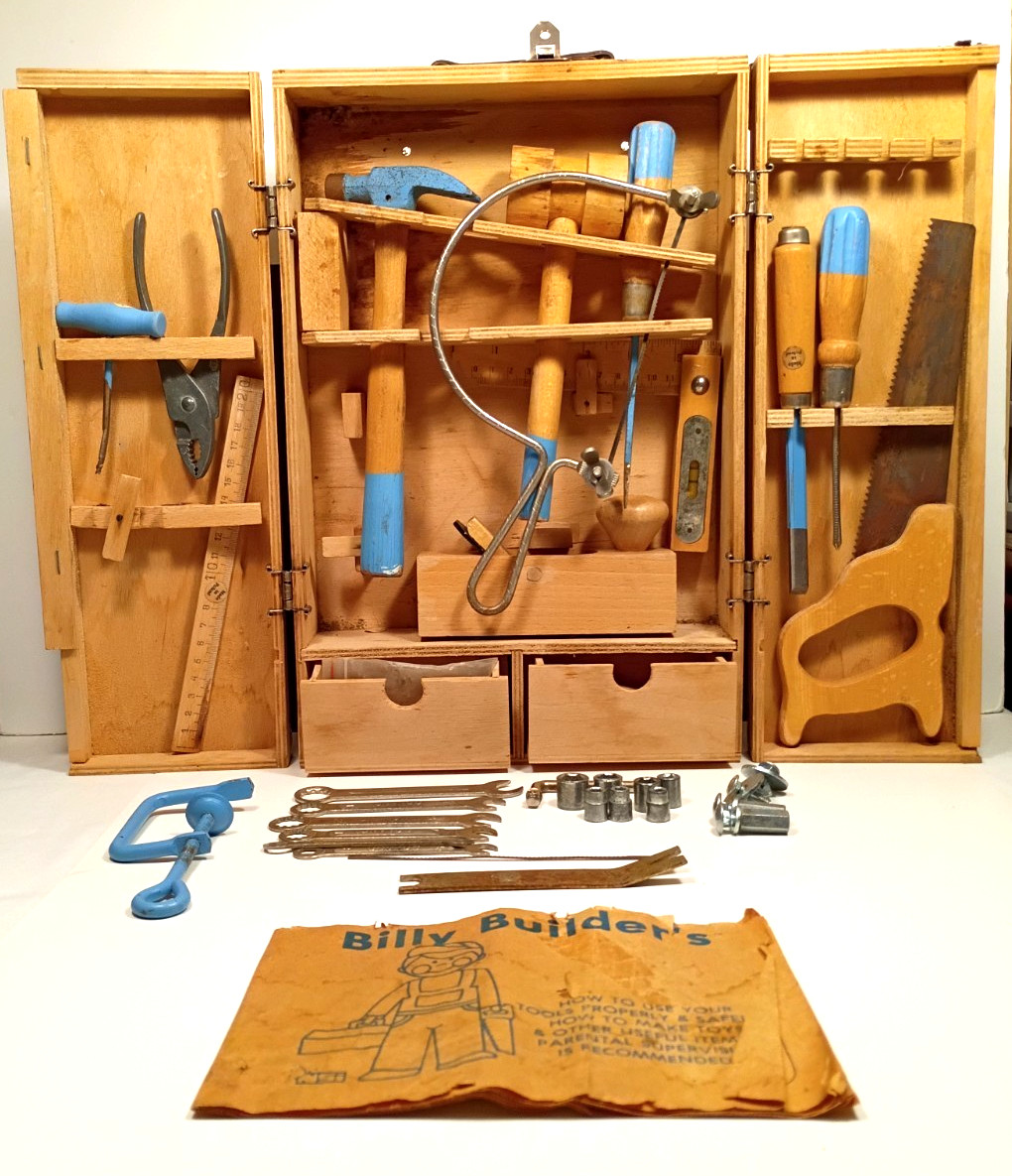 Vintage Billy Builder's 41 pc. Carpenter Tool Kit for Young Carpenters Children