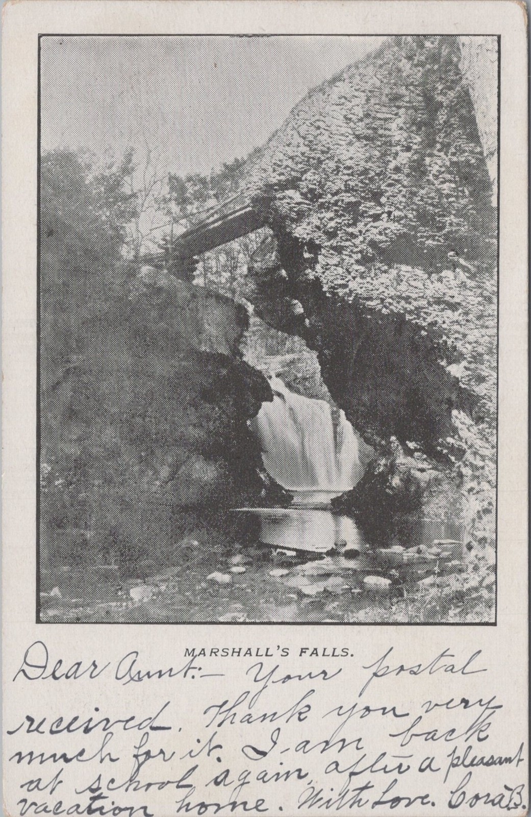 Marshalls Falls East Stroudsburg PA Waterfall Footbridge Pocono 1906 Postcard