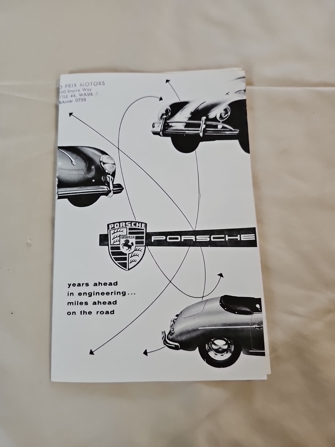 Vintage 1956 Porsche 356 & Spyder 356 Years Ahead M&M 100 Folder Brochure