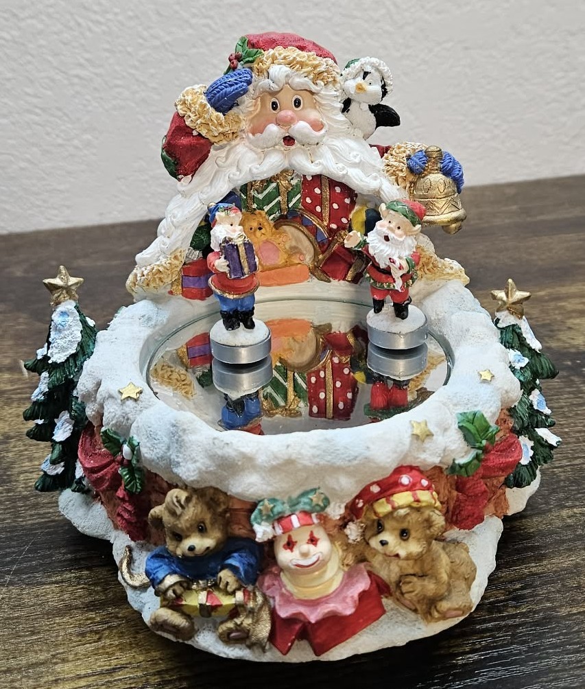Vtg JC Penney 🎵Winter Wonderland🎵 Santa Musical Wind-up w/ Dancing Elves