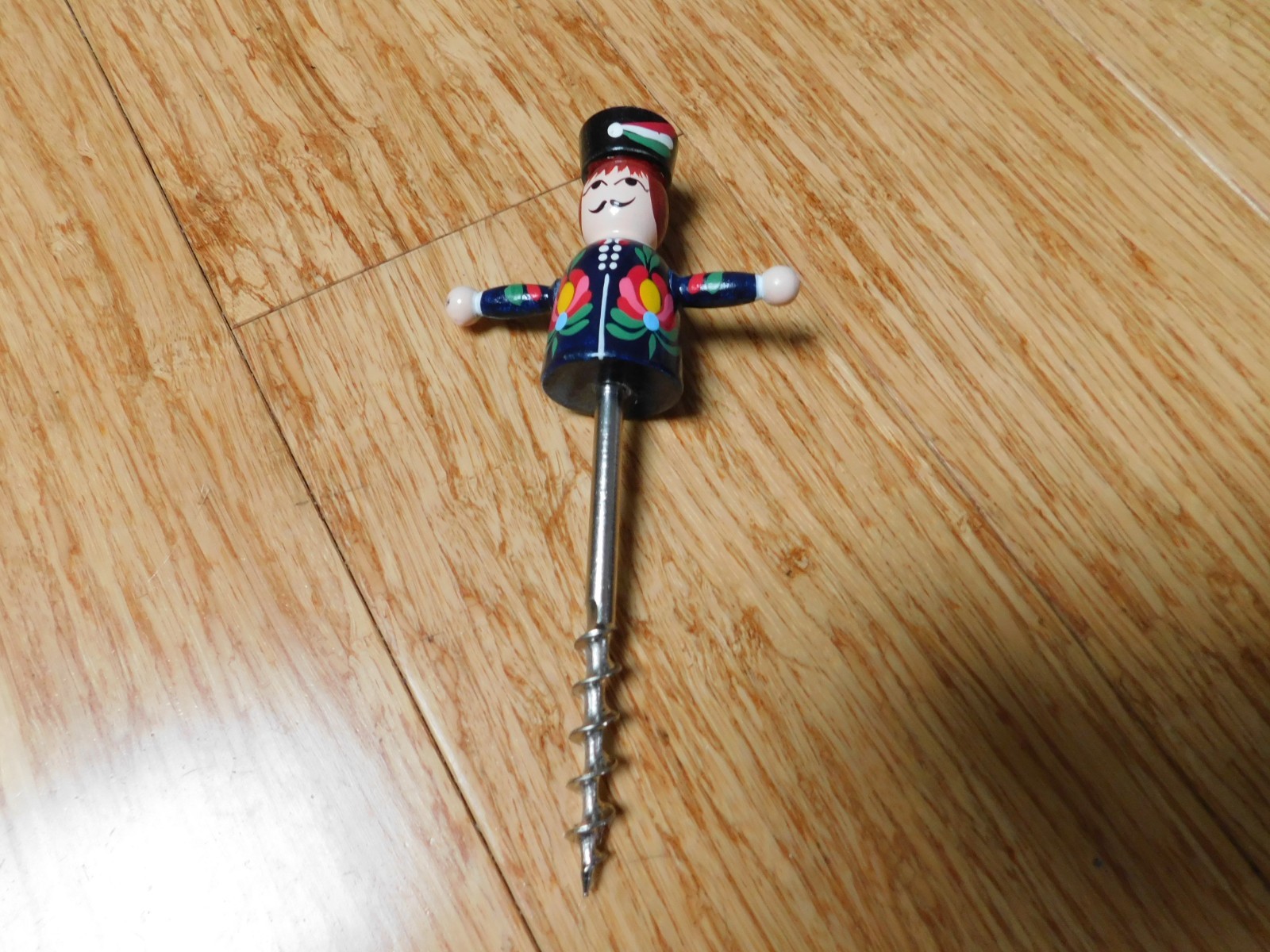 Vintage Hungarian Handpainted Wooden Man Cork Screw Wine Bottle Opener 6\ Vintage Hungarian Handpainted Wooden Man Cork Screw Wine Bottle Opener 6\