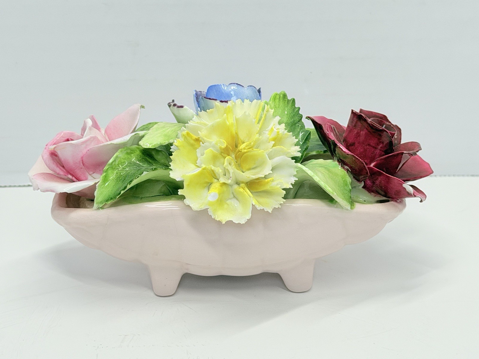 Vintage 1947-51 Radnor Bone China England Floral Basket Figurine