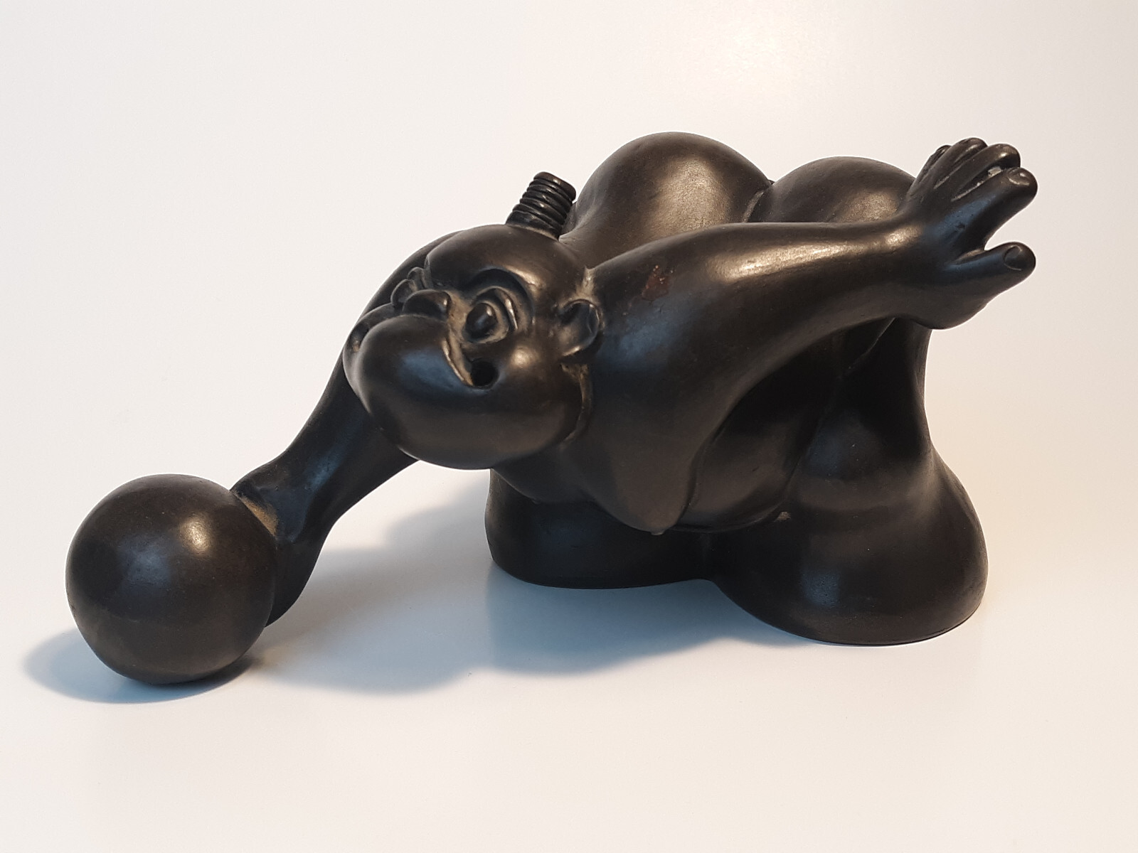 Chen Mingyuan Signed Sculpture Art Pottery Ceramic Vintage Bowling Sumo Wrestler