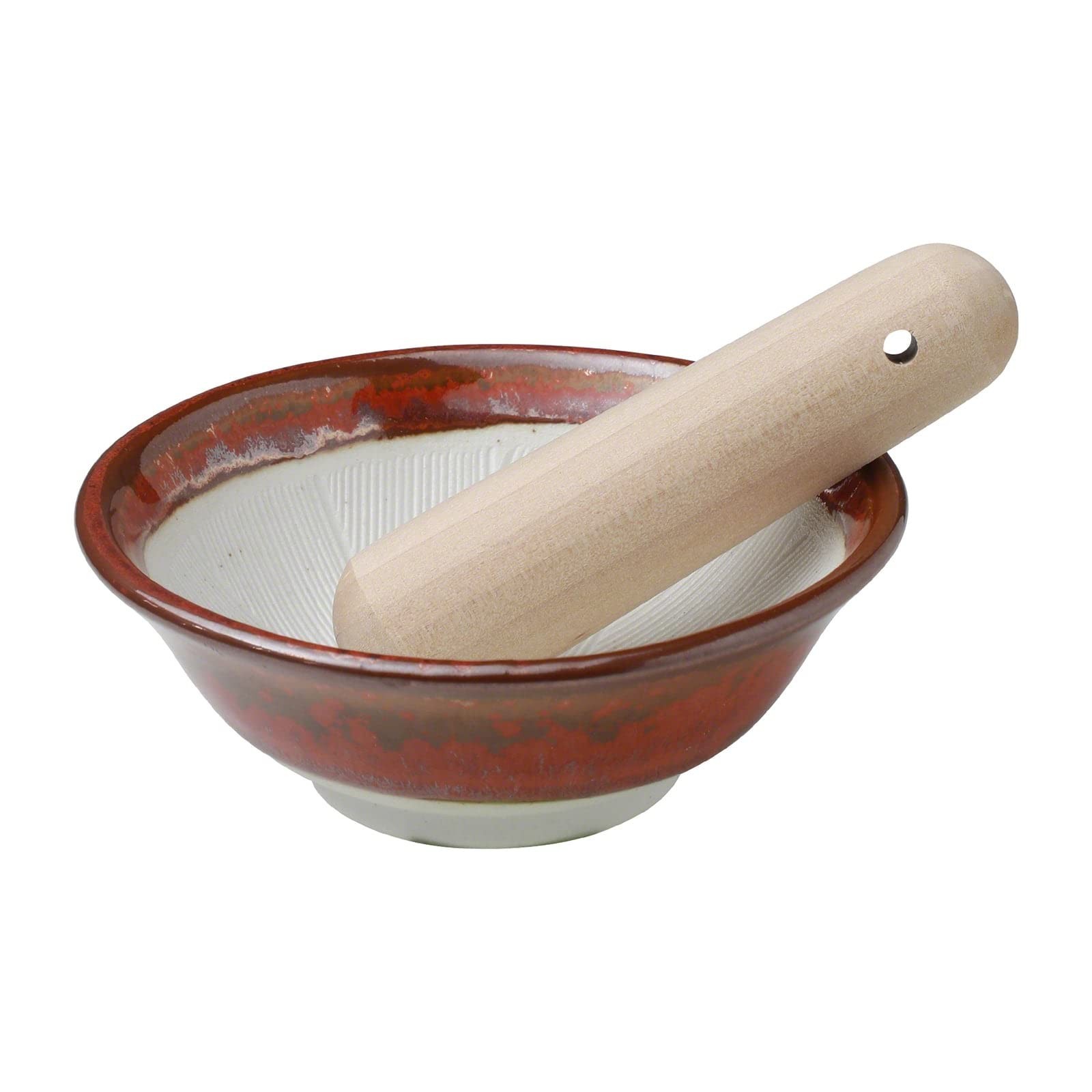 Asayu Japan Ceramic Mortar Bowl 4.29in (109mm) with Wooden Pestle, Made in Ja... Asayu Japan Ceramic Mortar Bowl 4.29in (109mm) with Wooden Pestle, Made in Ja...