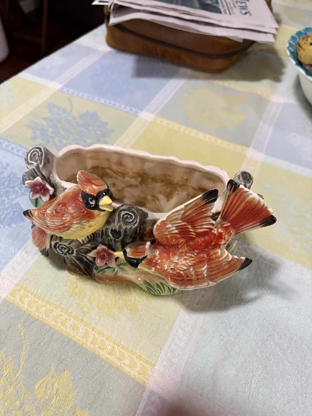 UCAGCO Japan Bird Figurine Planter Cardinals Vintage Ceramic