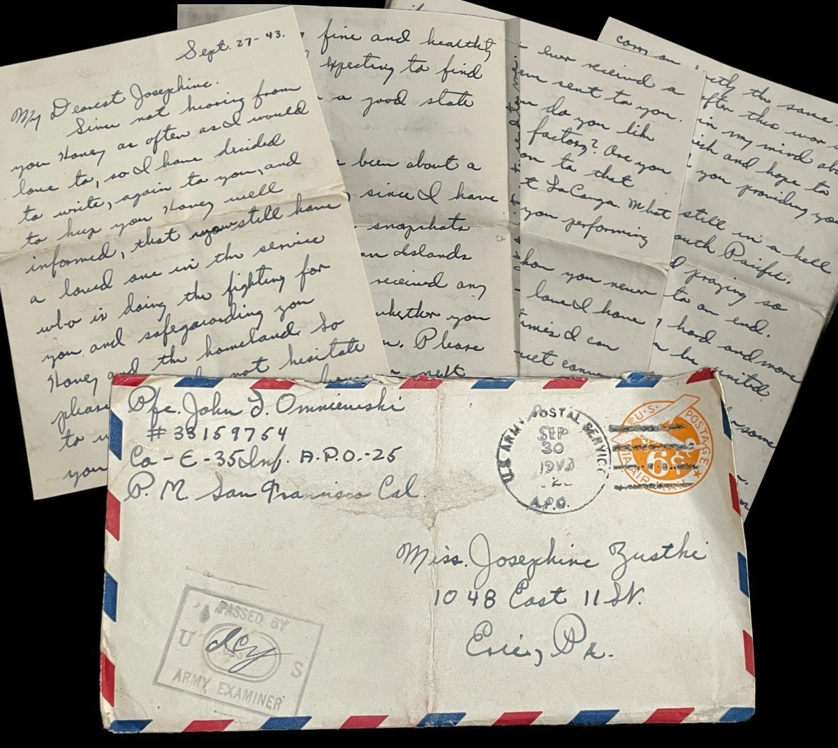 1943 WWII Soldier Letter “Hell Hole South Pacific” APO 25 35th Infantry Censored
