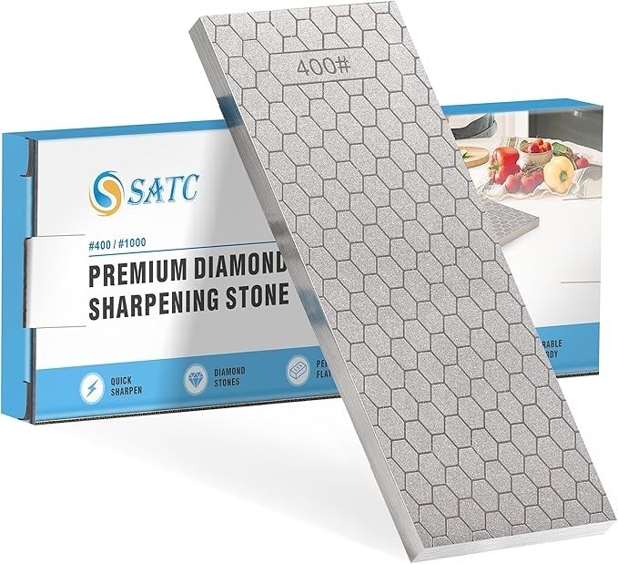 Versatile 8-Inch Diamond Sharpening Stone with 400/1000 Grit for All Tools