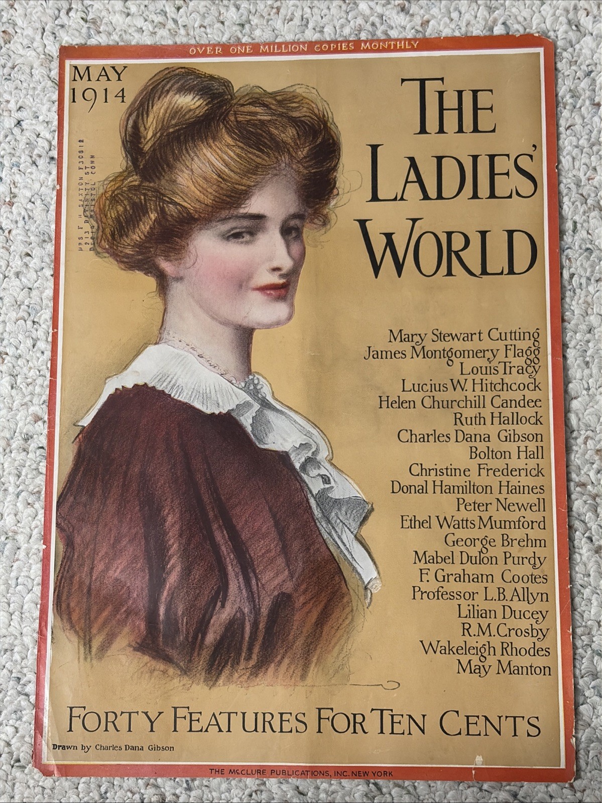 1914 Cover Only The Ladies World Magazine Cover, Gibson Girl, Beautiful Lady 1914 Cover Only The Ladies World Magazine Cover, Gibson Girl, Beautiful Lady