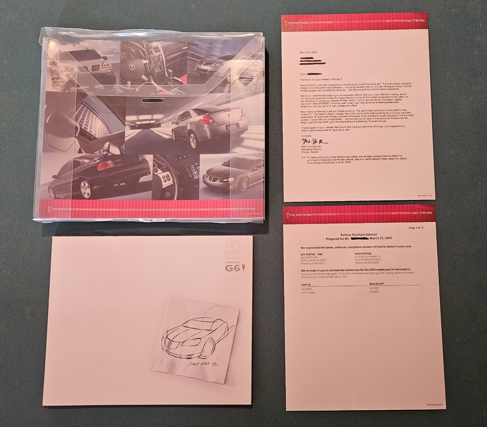 2005 Pontiac G6 Original Direct Mailing Package, Complete, 25+ Page Brochure 