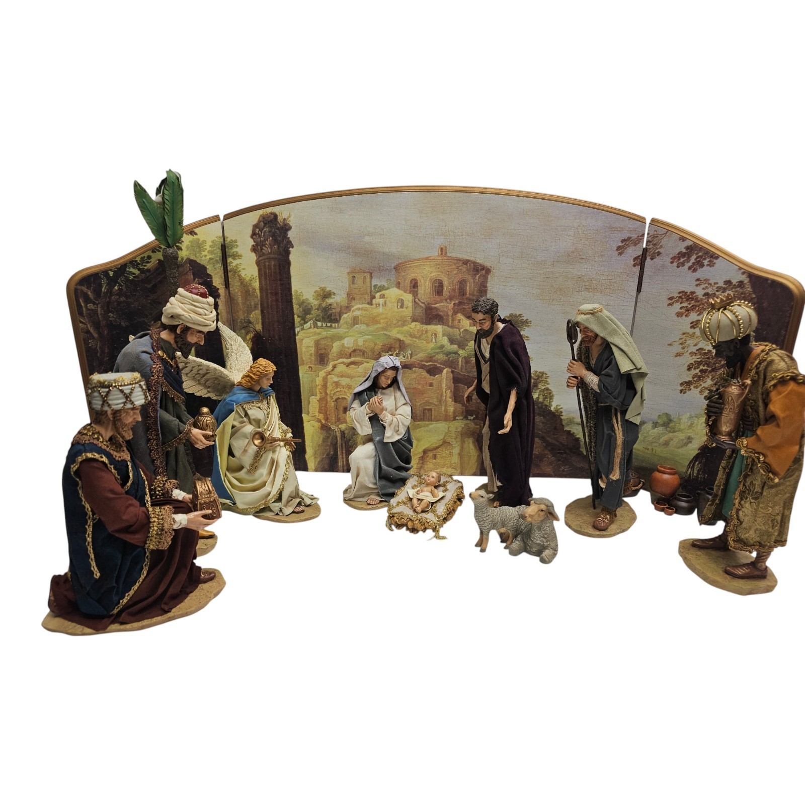 Vintage Kirkland Signature Nativity Set 404603 20 Piece Fabric Mache