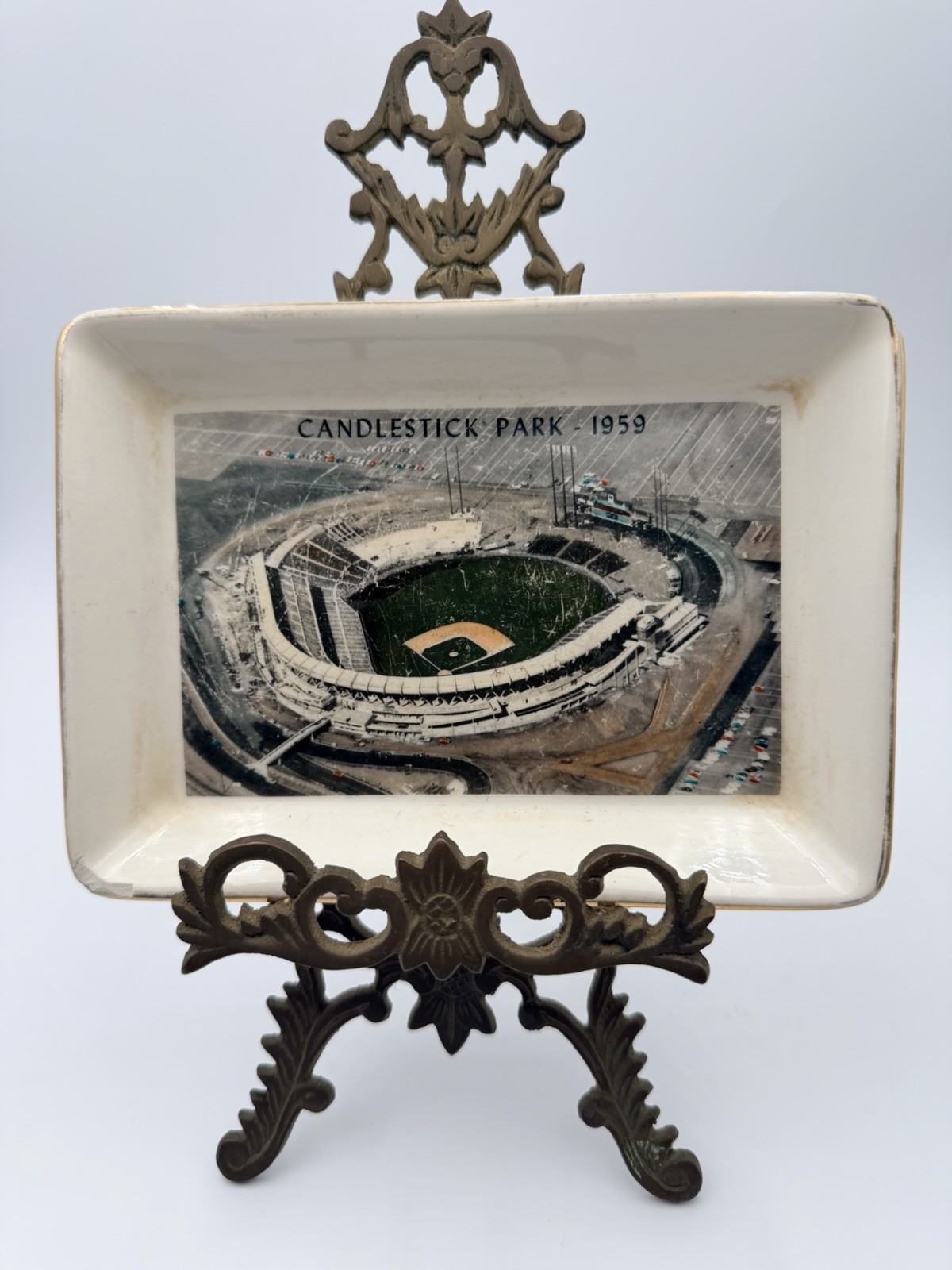 Vintage 1959 Delano Studios San Francisco Giants Candlestick Park Ceramic Tray