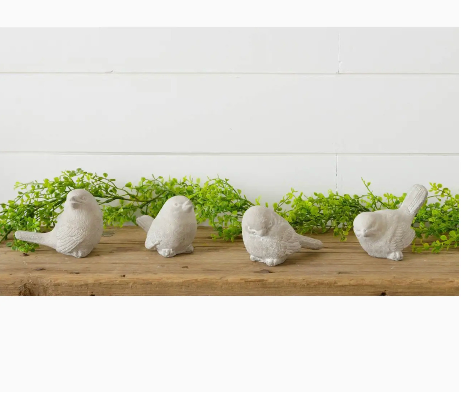 Modern Farmhouse Bird Figurines - Set of 4 Vintage Bird Cement Statue