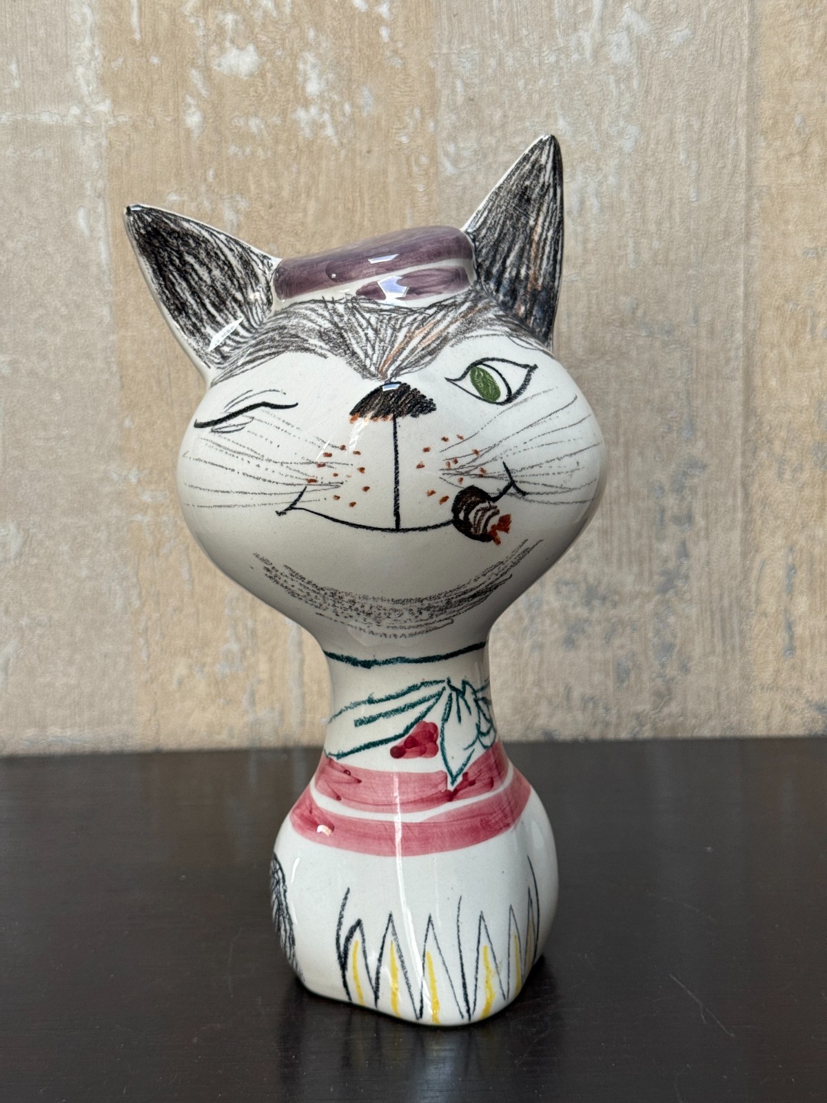 Vintage Italian Ceramic Cat Piggy Bank 9\