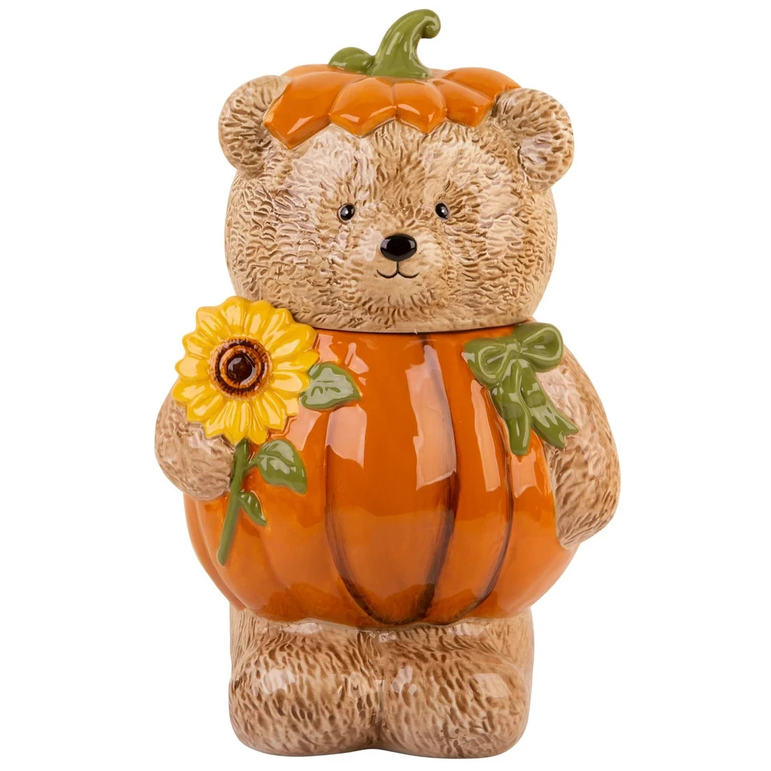 61oz Standing Teddy Bear In Pumpkin Costume Cookie Jar