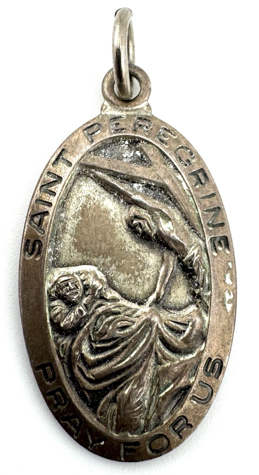 Vintage Sterling Silver St Peregrine Catholic Medal STER CHAPEL 3.67g