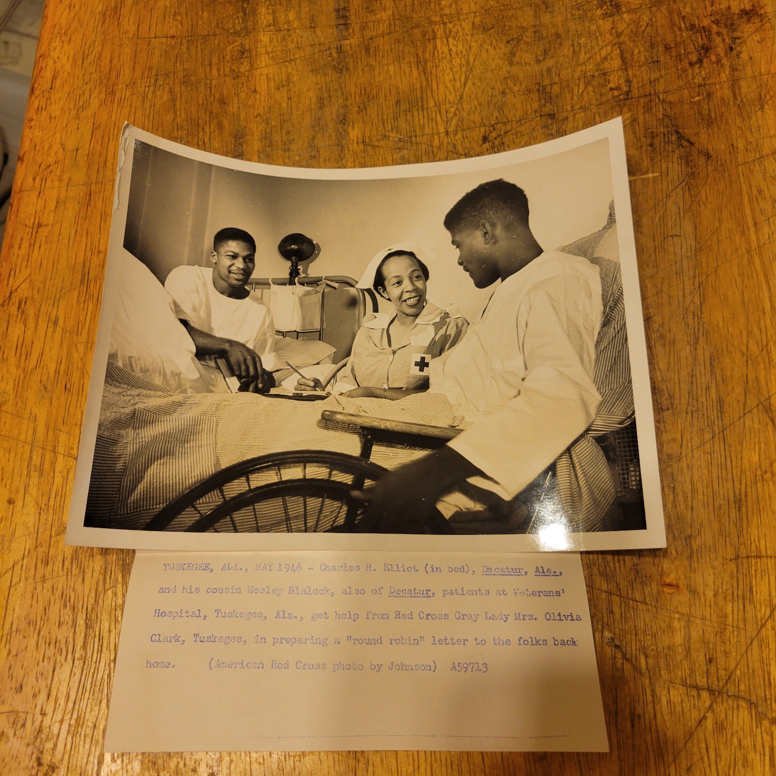 1946 African American Red Cross Grey Lady photo Wounded Soldiers Tuskegee 