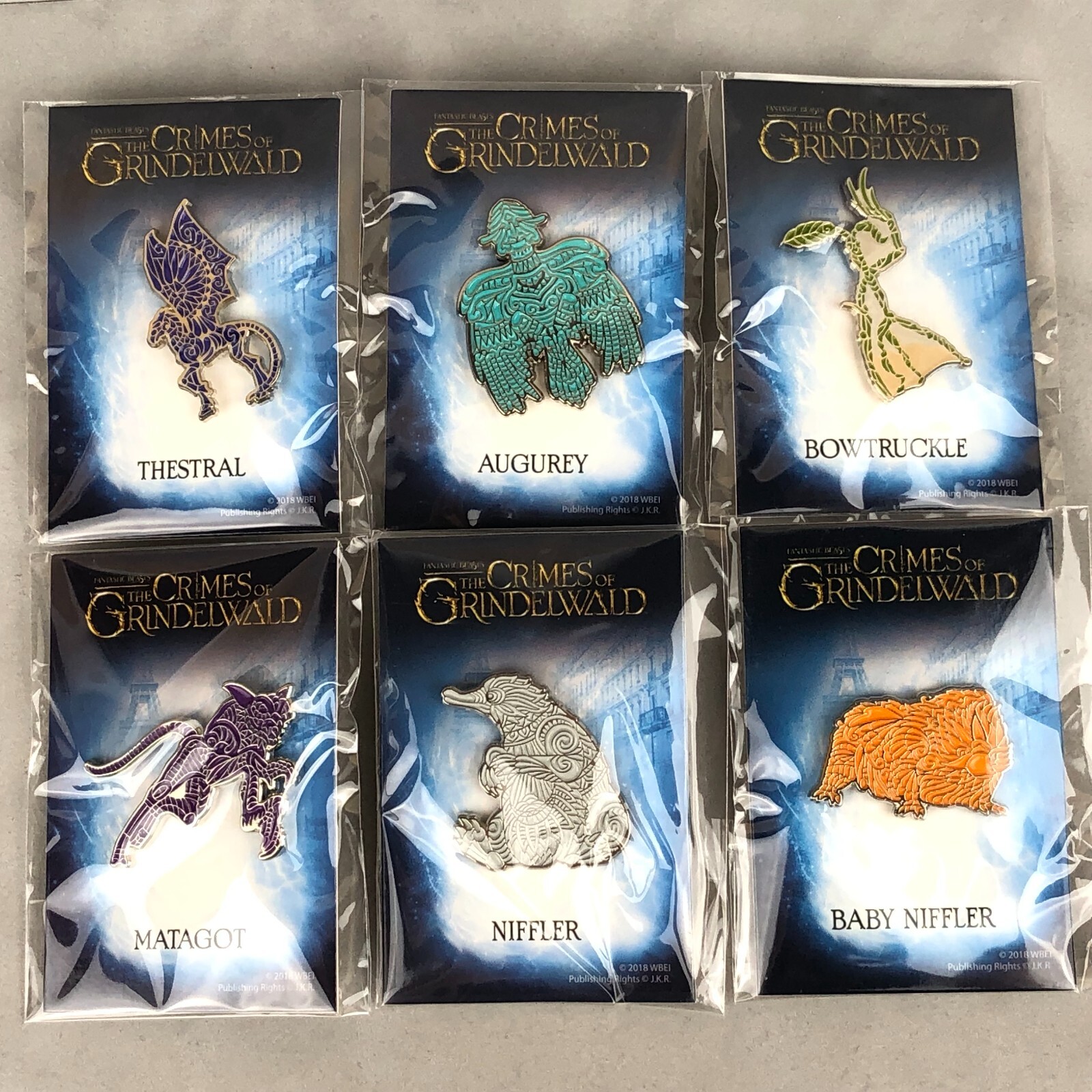 Harry Potter Fantastic Beasts Crimes of Grindelwald Compete 6pc Promo Pin Set