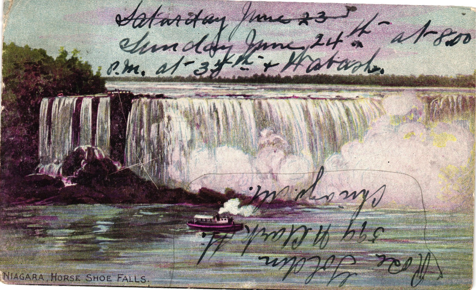 Niagara Horseshoe Falls 1906 Antique Postcard Private Mailing Canada