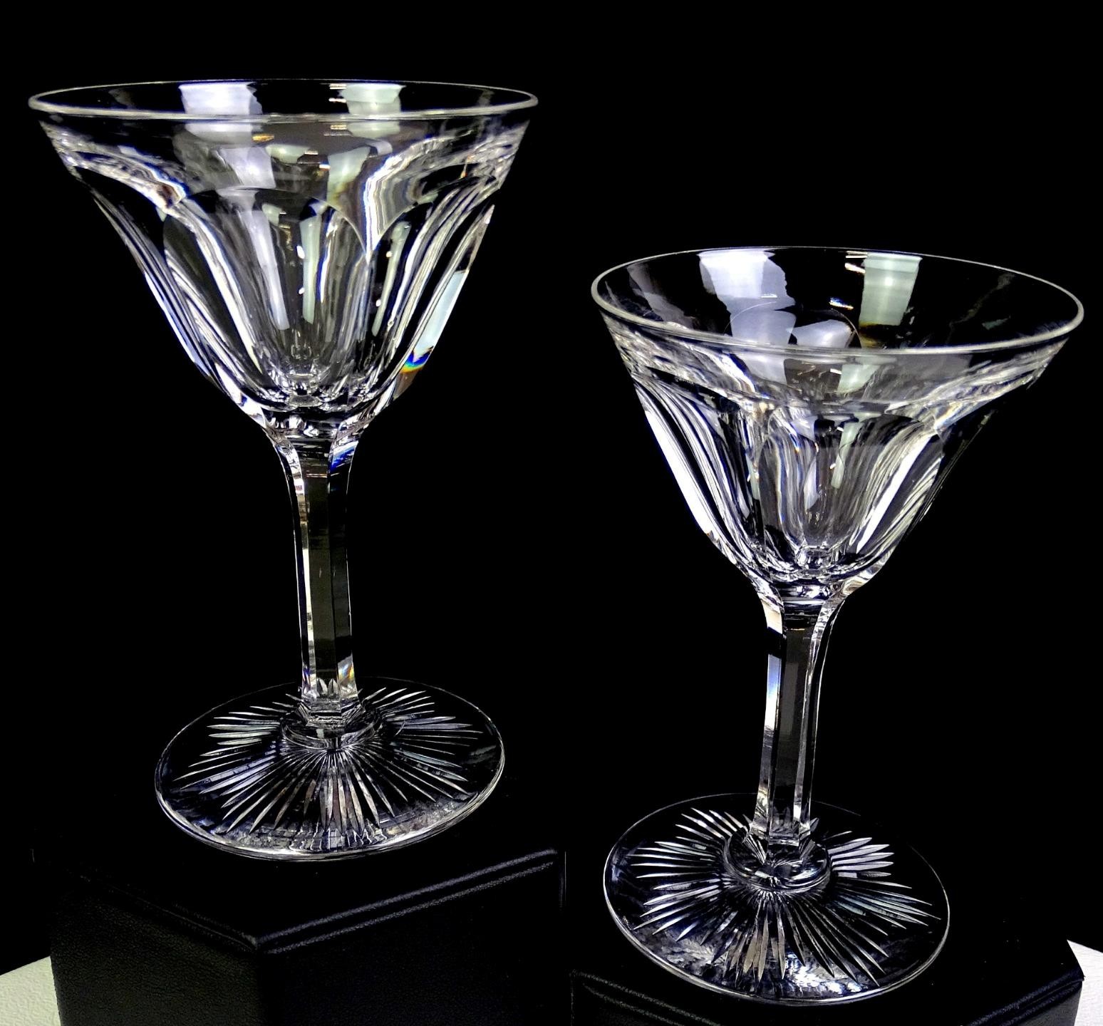 Brilliant Cut Crystal Paneled Thumbnail Sunburst Base 2Pc 4 1/2