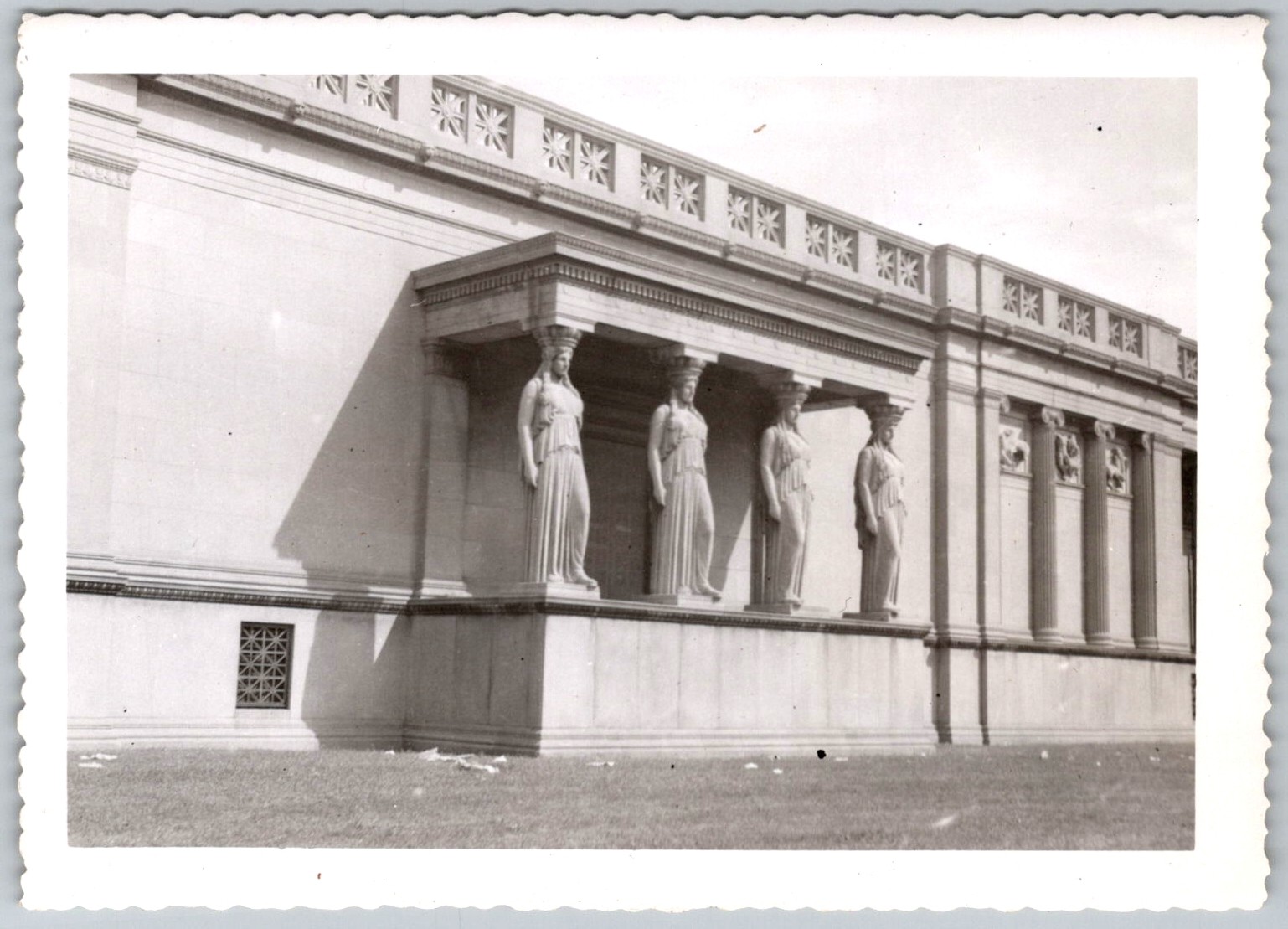 Vtg B&W Snapshot Classical Greek Caryatid Statues Museum Facade Architecture Vtg B&W Snapshot Classical Greek Caryatid Statues Museum Facade Architecture