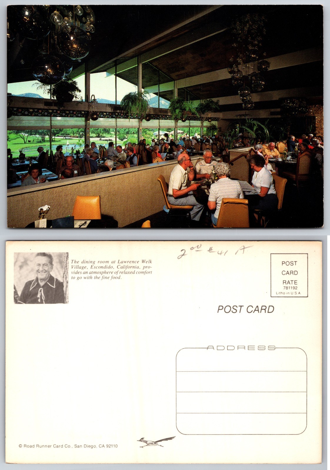 Continental Lawrence Welk Dining Room Postcard